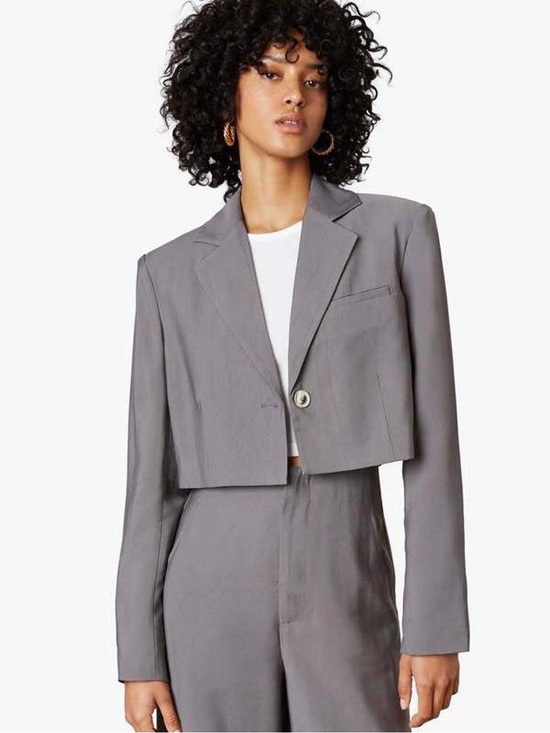 Nia Tops - Grey cropped blazer